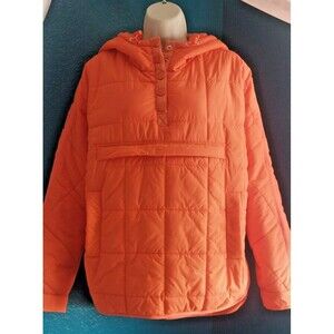 ChouYatou Orange Quilted Hooded Oversized Jacket Small